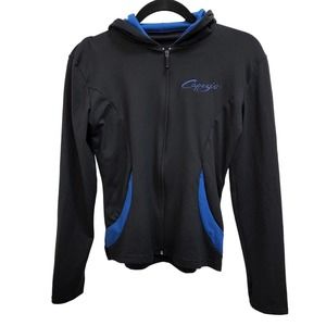Capezio Womens Hooded Light Jacket M/L Black/Blue NWT